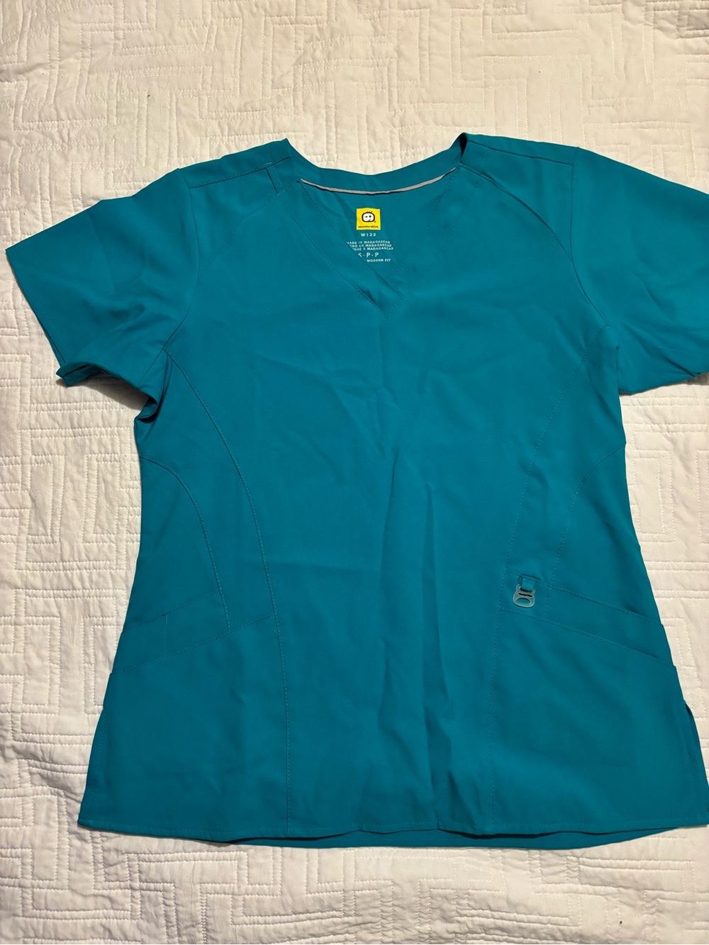 WonderWink Teal V-Neck Short Sleeve Scrub Top